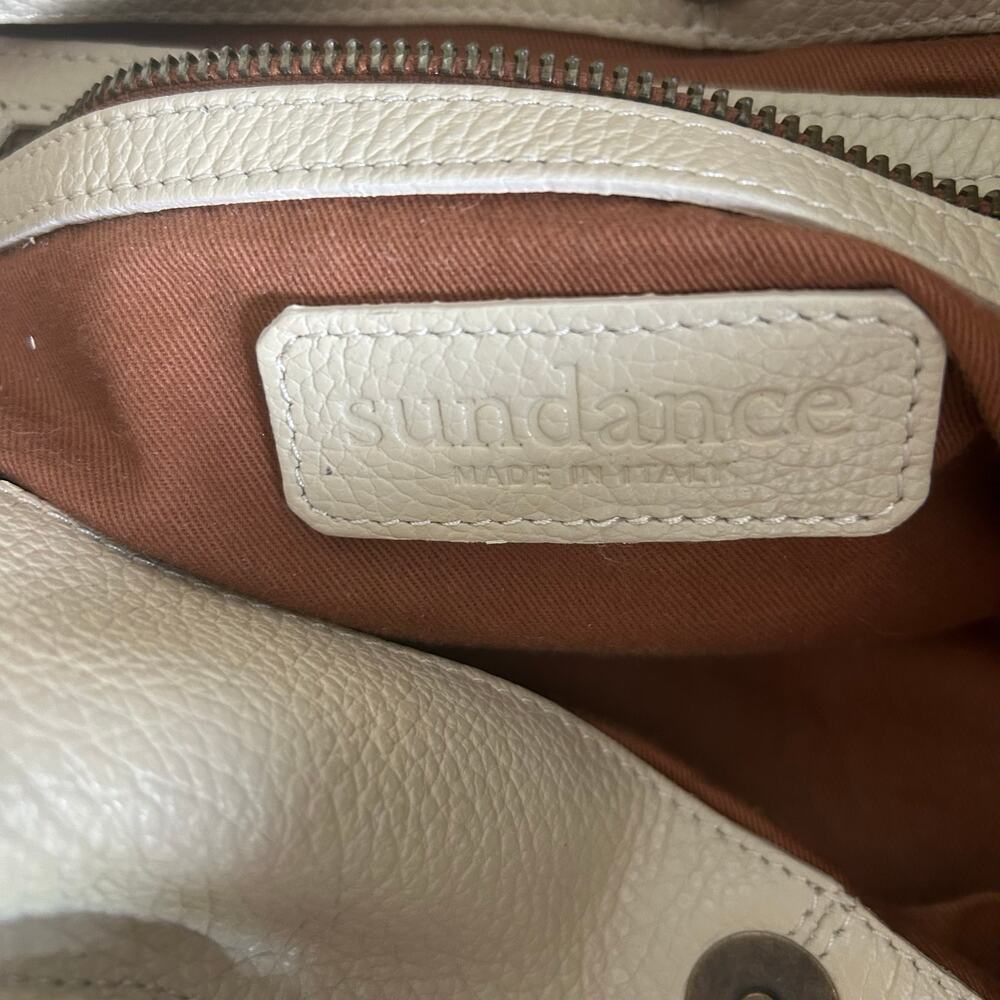 Sundance White Leather Handbag, Ruched Handle, made in Italy - Picture 4 of 11
